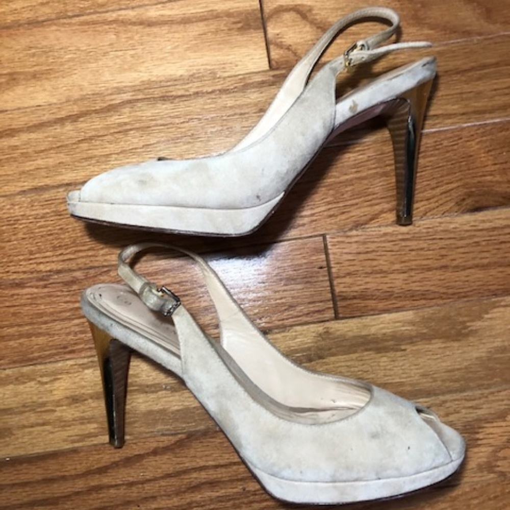 COLE HAAN Sand Stone Leather MARGOT Slingback Peep